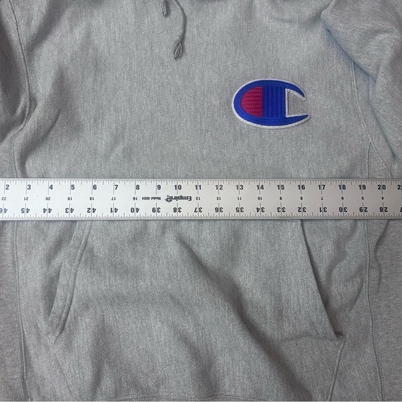 Champion Reverse Weave Men’s Medium Gray Hoodie Big C Logo Kangaroo Pockets - Picture 6 of 9